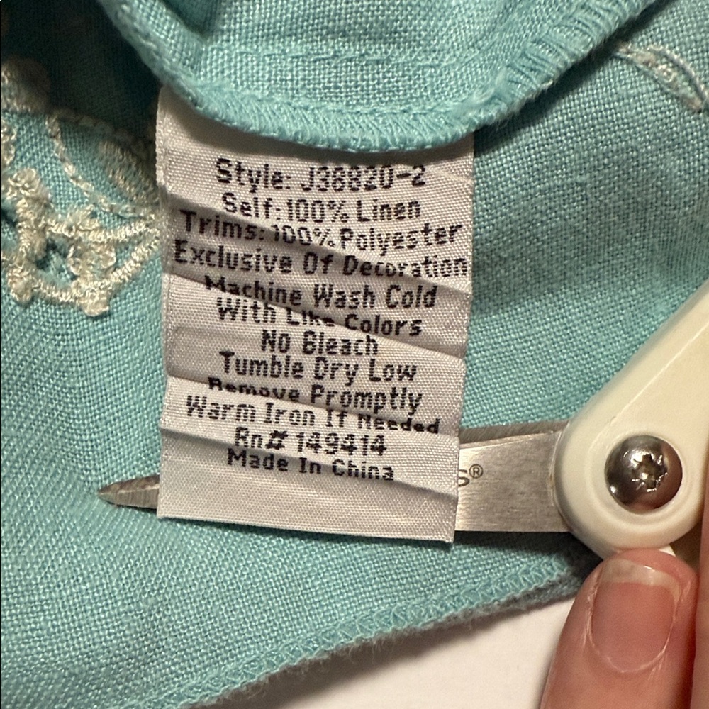 Johnny Was Turquoise Embroidered Mini Dress with Pink & Green Floral Detail - Picture 10 of 14